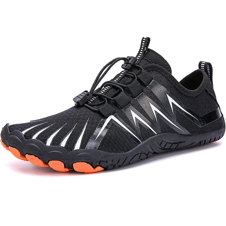 Men's outdoor shoes with a highly flexible sole for a true barefoot experience.