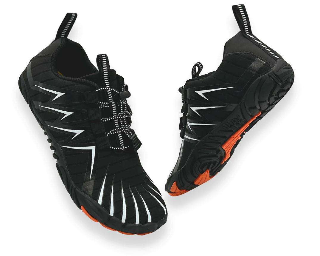 Men's lightweight walking shoes featuring a thin, flexible rubber sole.
