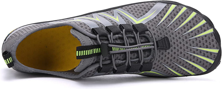 Casual men's footwear designed to mimic barefoot walking sensations.