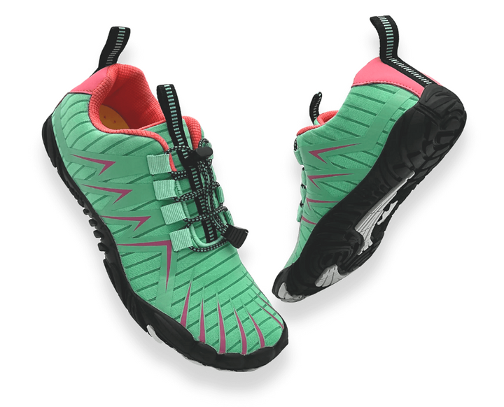 Breathable mesh upper on men's casual barefoot shoes for all-day wear.