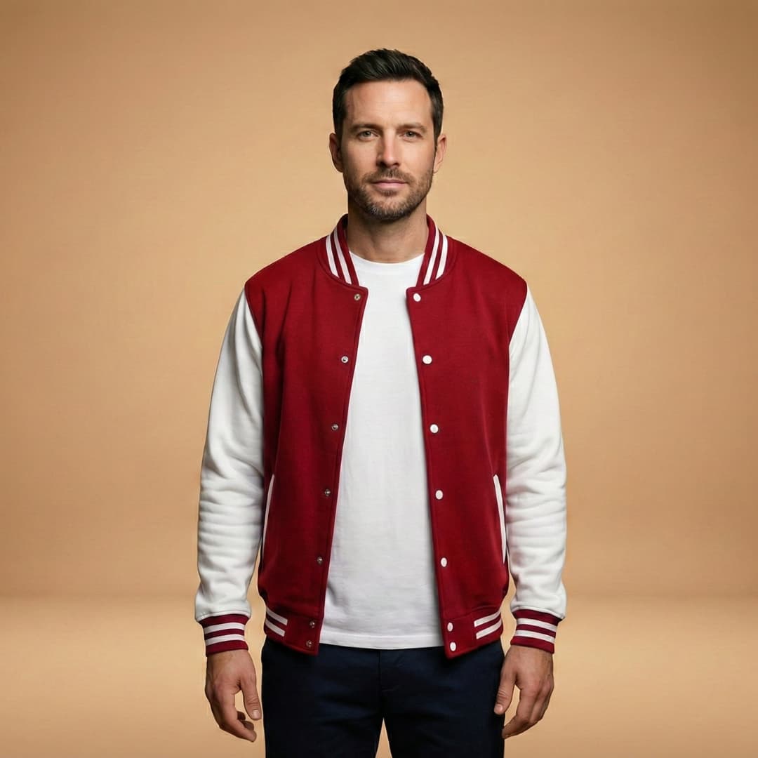 Man wearing a grey bomber jacket with convenient front pockets for fall.