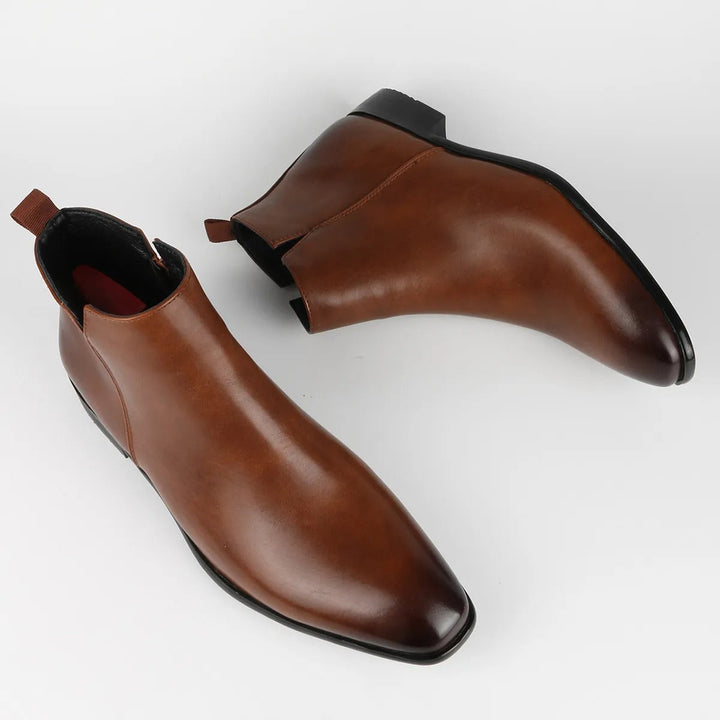 Stylish gray men's classic ankle boots, comfortable footwear with a vintage look and durable sole.