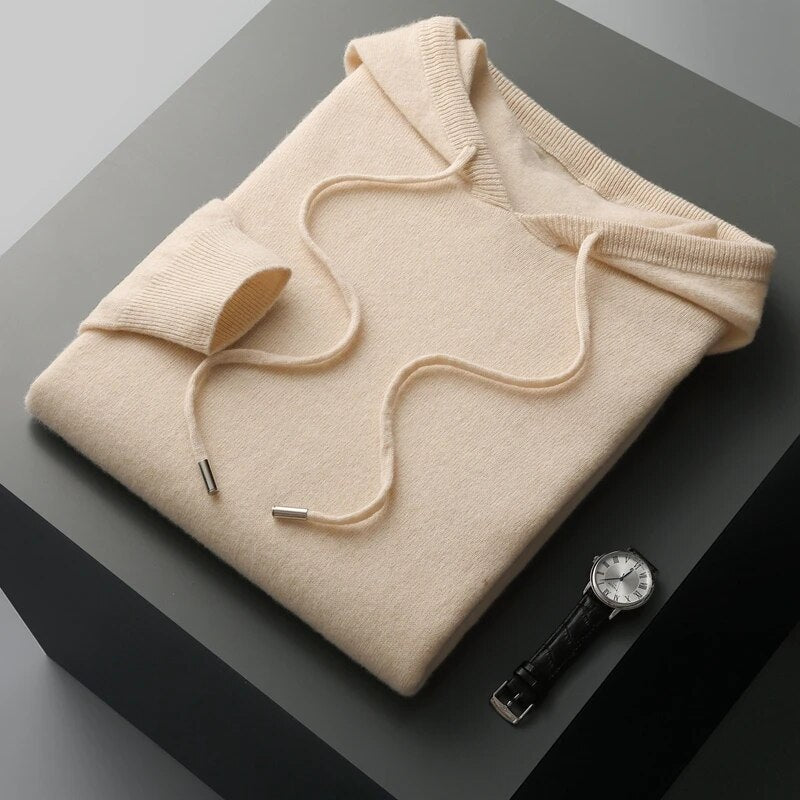 Stylish men's long sleeve drawstring hoodie, ideal for a layered look or casual men's fashion.