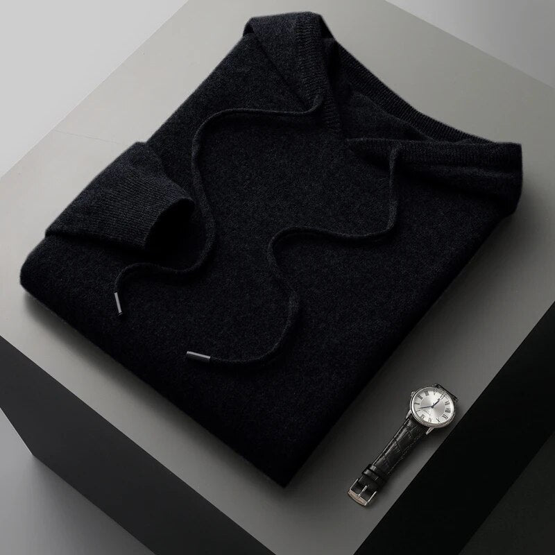 Relaxed fit men's pullover hoodie sweater with drawstring, a versatile piece for stylish comfort.
