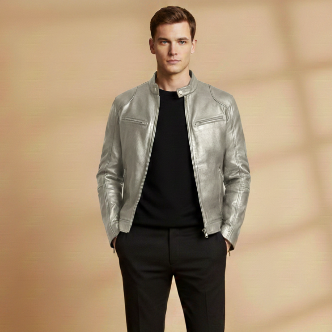 A man enjoying outdoor activities in a men's front zipper jacket with adjustable cuffs.