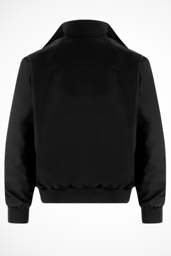 Everyday wear Harrington jacket for men, featuring a black exterior and signature tartan lining.