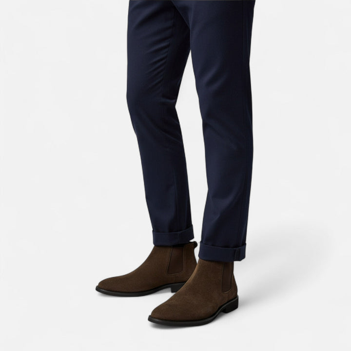 Stylish men's winter Chelsea boots with hidden height-increasing features.