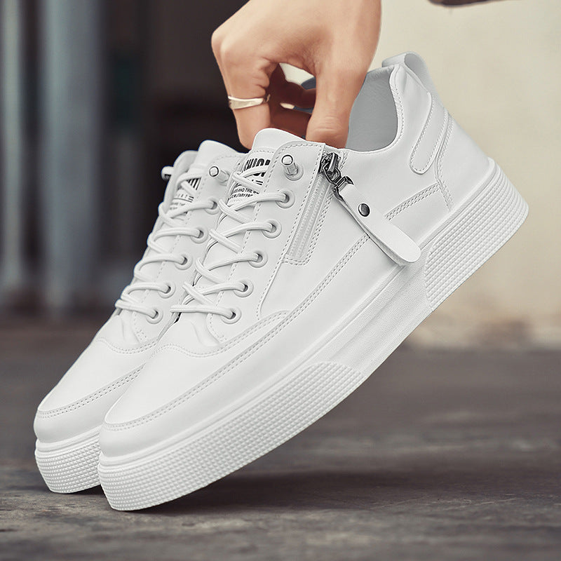 Men's white side zip sneakers for effortless everyday wear.