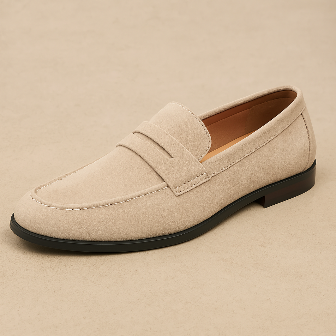 Men's grey casual loafers made for comfort, ideal as versatile slip-on shoes for any occasion.