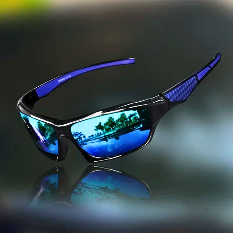 Red men's polarized shield sunglasses. Fashion accessory for clear vision & strong UV protection.