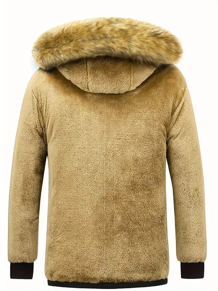 Men's premium quilted puffer jacket, warm winter outerwear with hood for ultimate comfort.