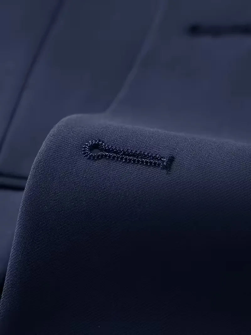 Professional men's navy slim fit suit for business meetings & corporate events.