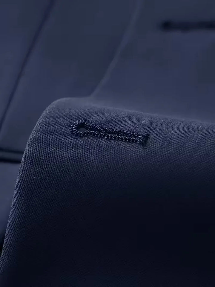 Professional men's navy slim fit suit for business meetings & corporate events.