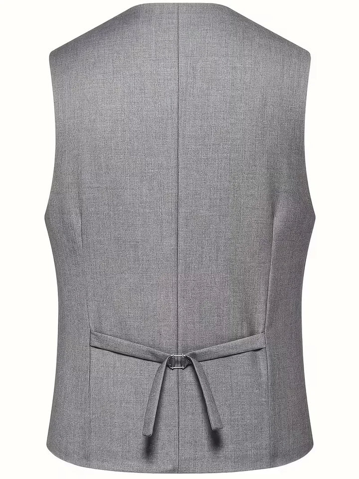 Tailored men's burgundy three-piece suit, perfect for a sharp, modern look.