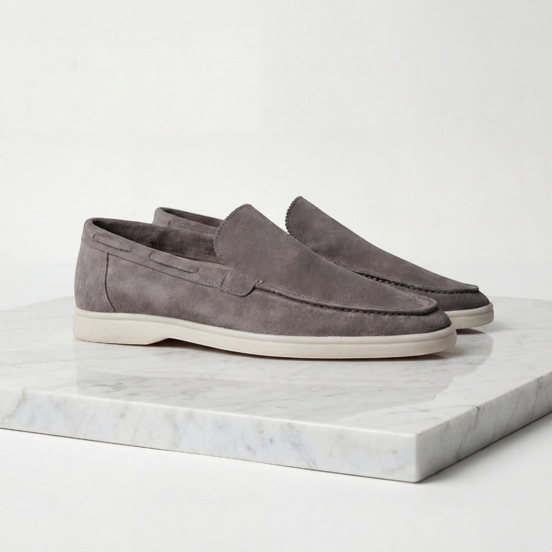 Brown leather slip-on loafers, men's comfortable casual & formal shoes.
