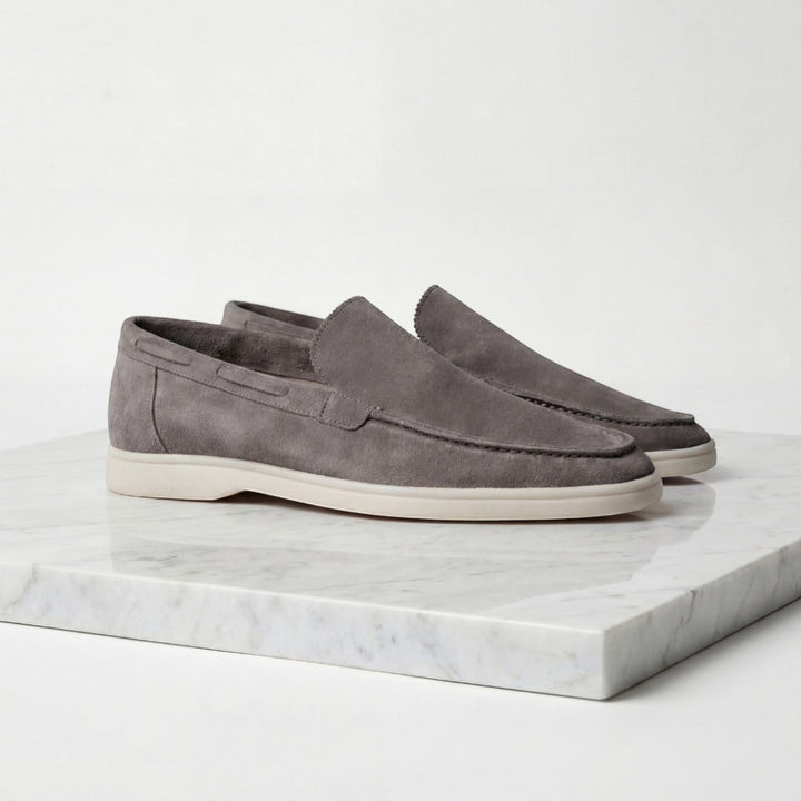 Brown leather slip-on loafers, men's comfortable casual & formal shoes.