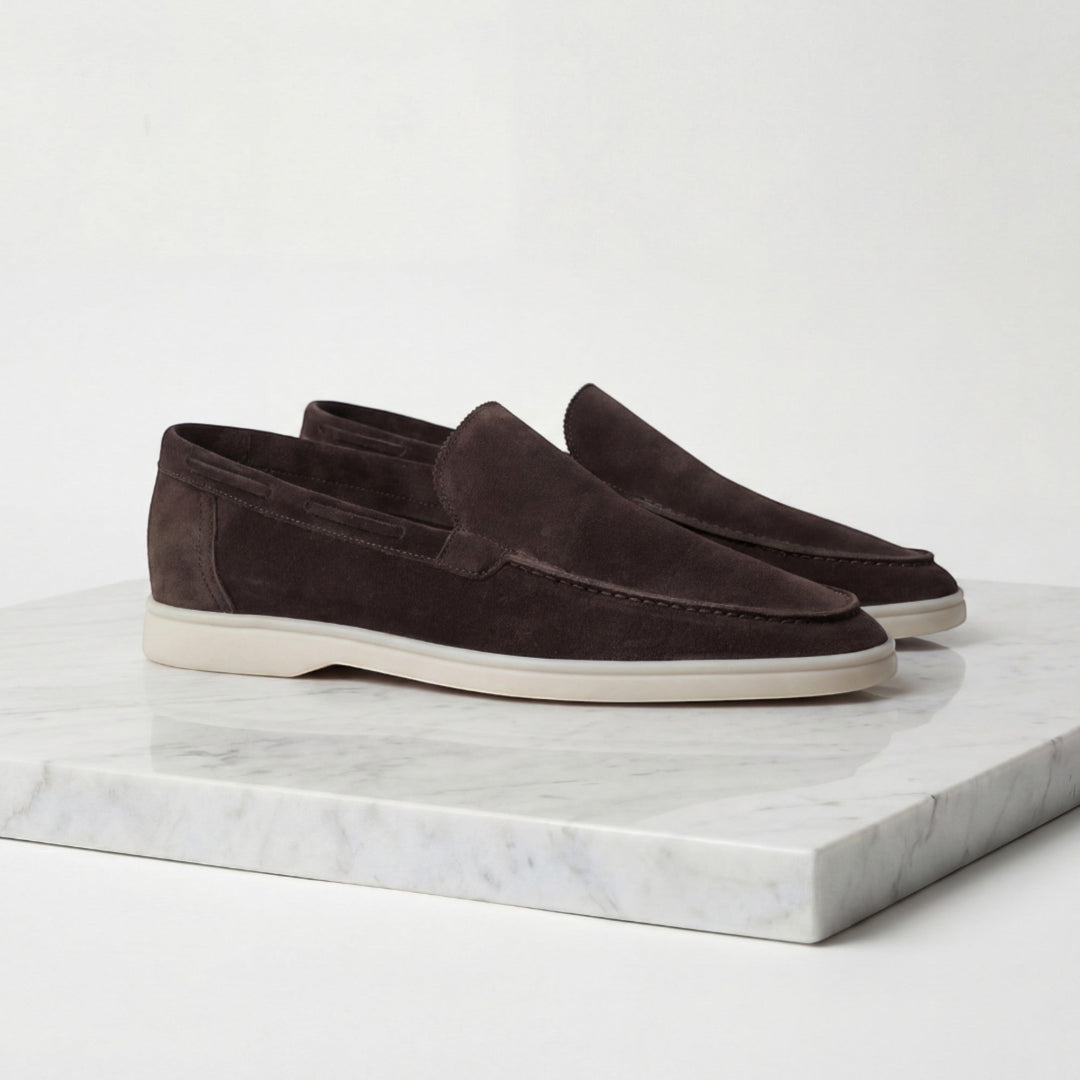 Men's comfy slip-on loafers; versatile footwear for dressy or casual outfits.