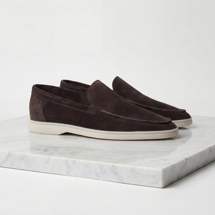 Men's comfy slip-on loafers; versatile footwear for dressy or casual outfits.
