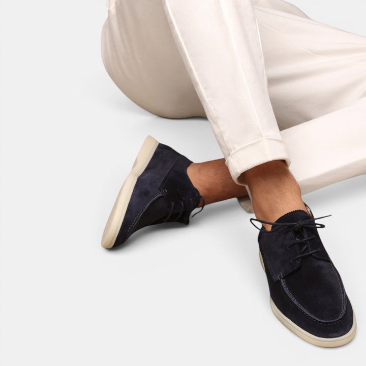 Light tan mens everyday loafers, comfortable slip-on shoes, perfect for a relaxed yet smart casual look.