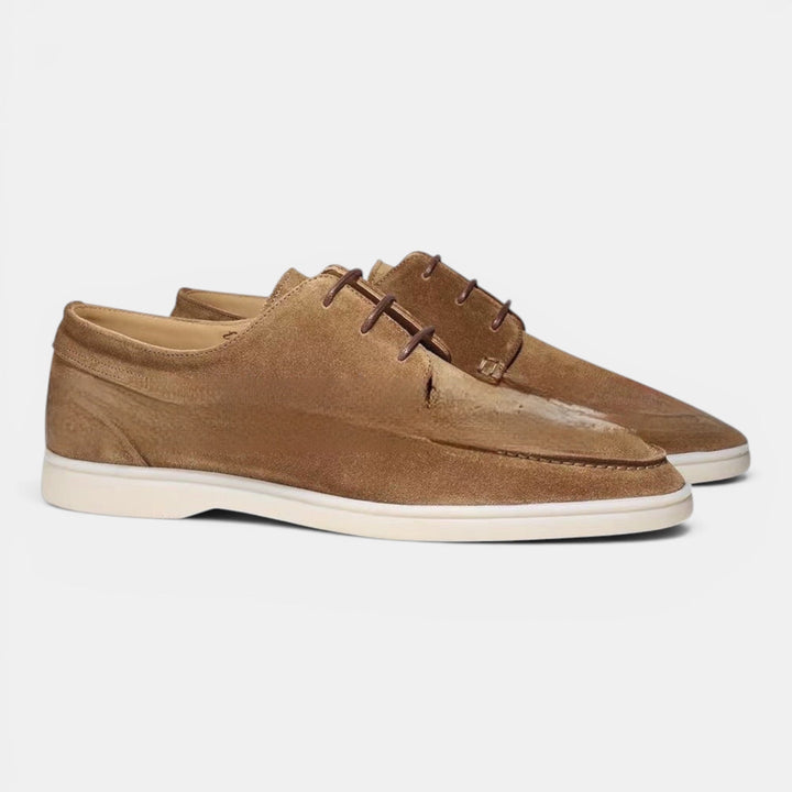 Classic mens brown casual loafers, slip-on design for easy wear, essential everyday footwear for men.