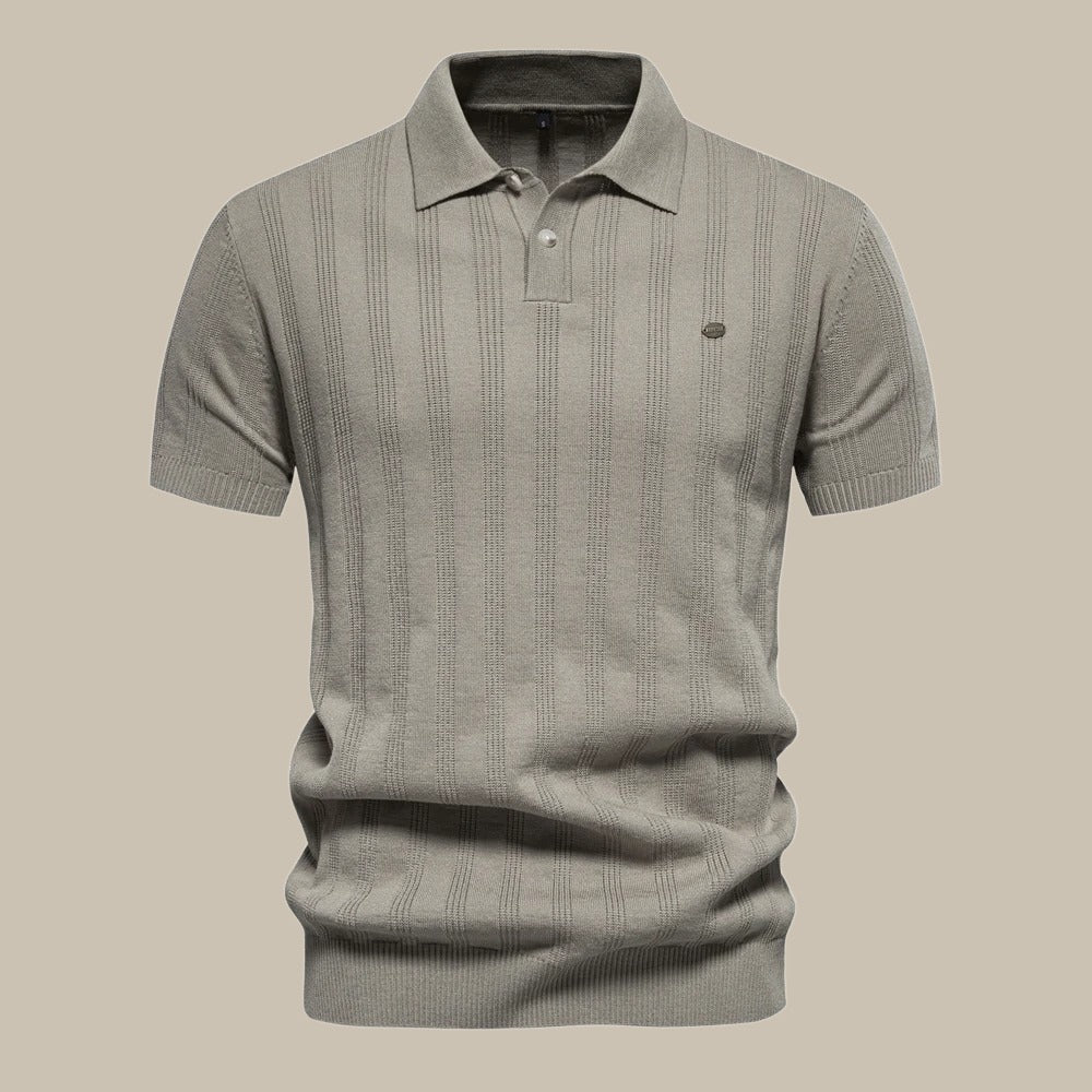 Model wearing the Men's Blake Merino Wool Polo Shirt, styled casually for everyday wear.