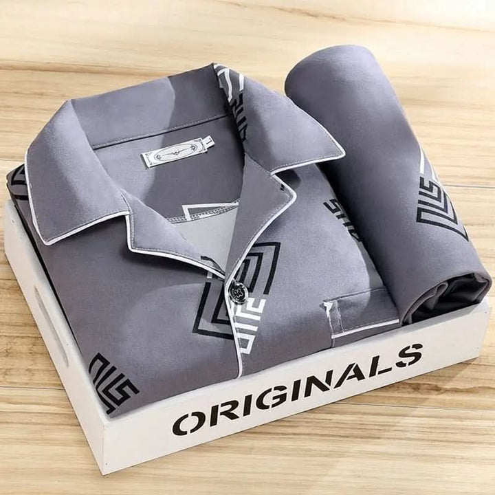 Gift idea: Soft and breathable men's button-up pajama set for him.