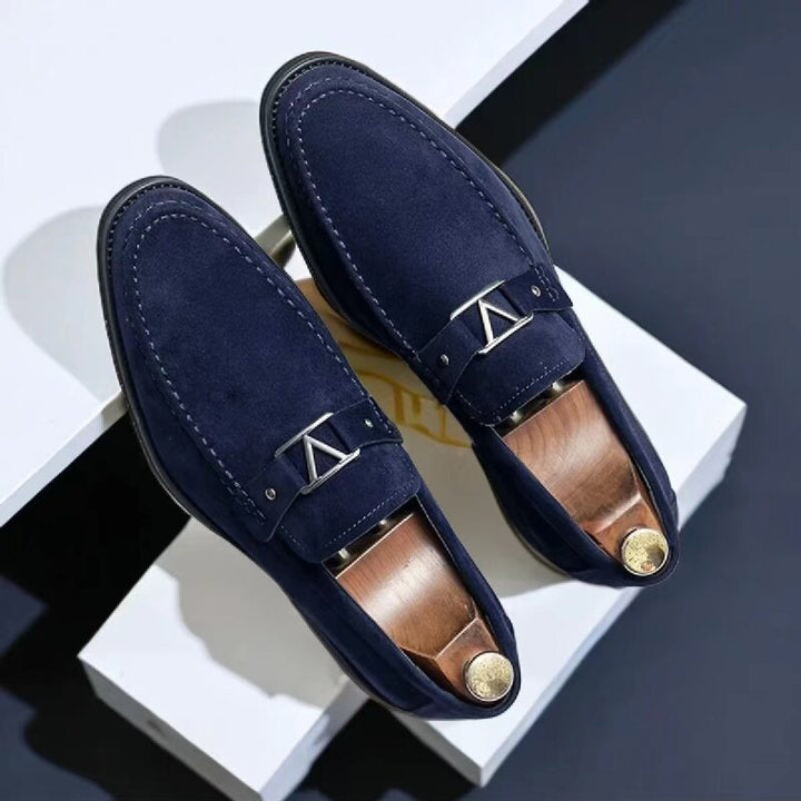 Comfortable men's dress shoes, versatile blue slip-on loafers for smart casual wear