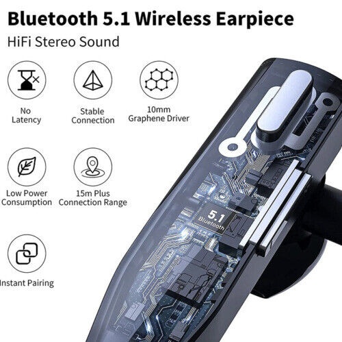 Advanced men's Bluetooth 5.1 headset, dual mic noise cancelling for superior audio clarity.