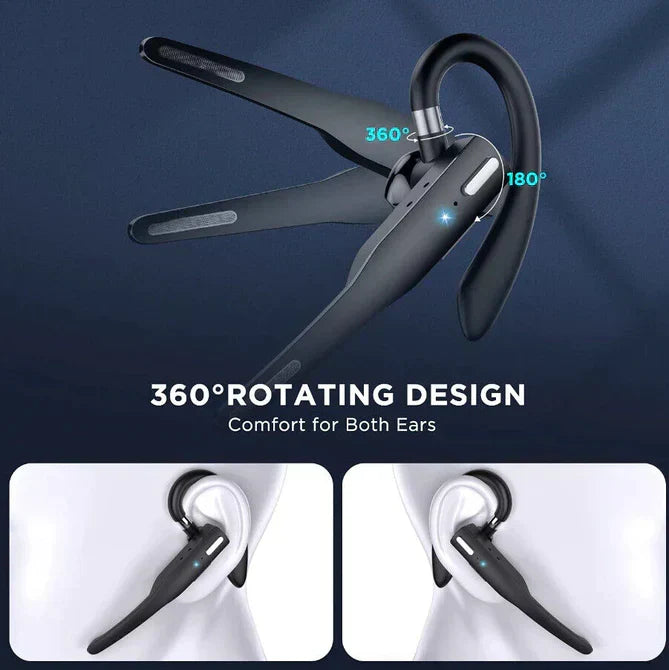 Men's wireless Bluetooth 5.1 headset, noise cancelling, dual microphones for crisp sound.