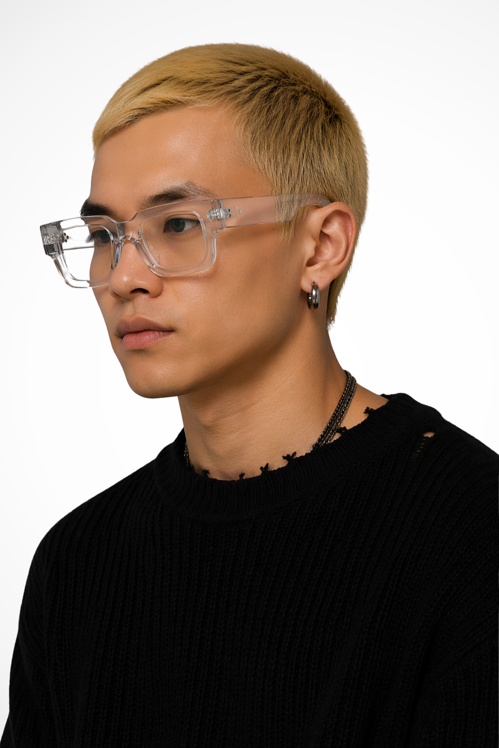 Modern street style men's sunglasses with bold rectangle design and stylish tinted lenses.
