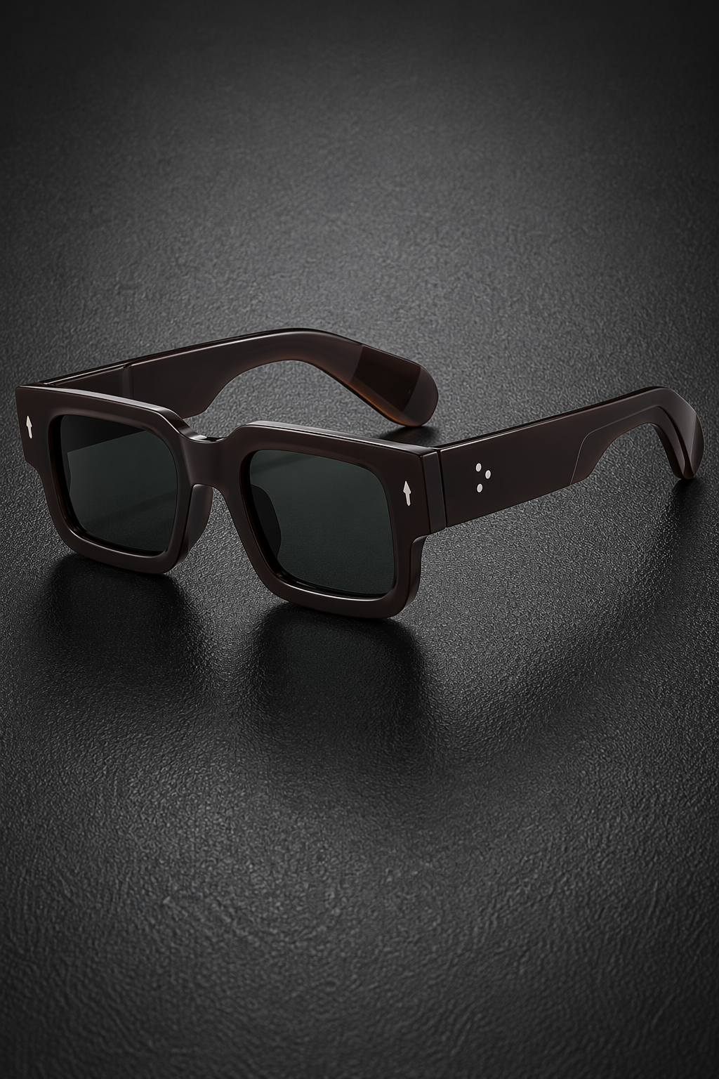 Fashionable men's bold rectangle shades, modern tinted lens eyewear for street style looks.