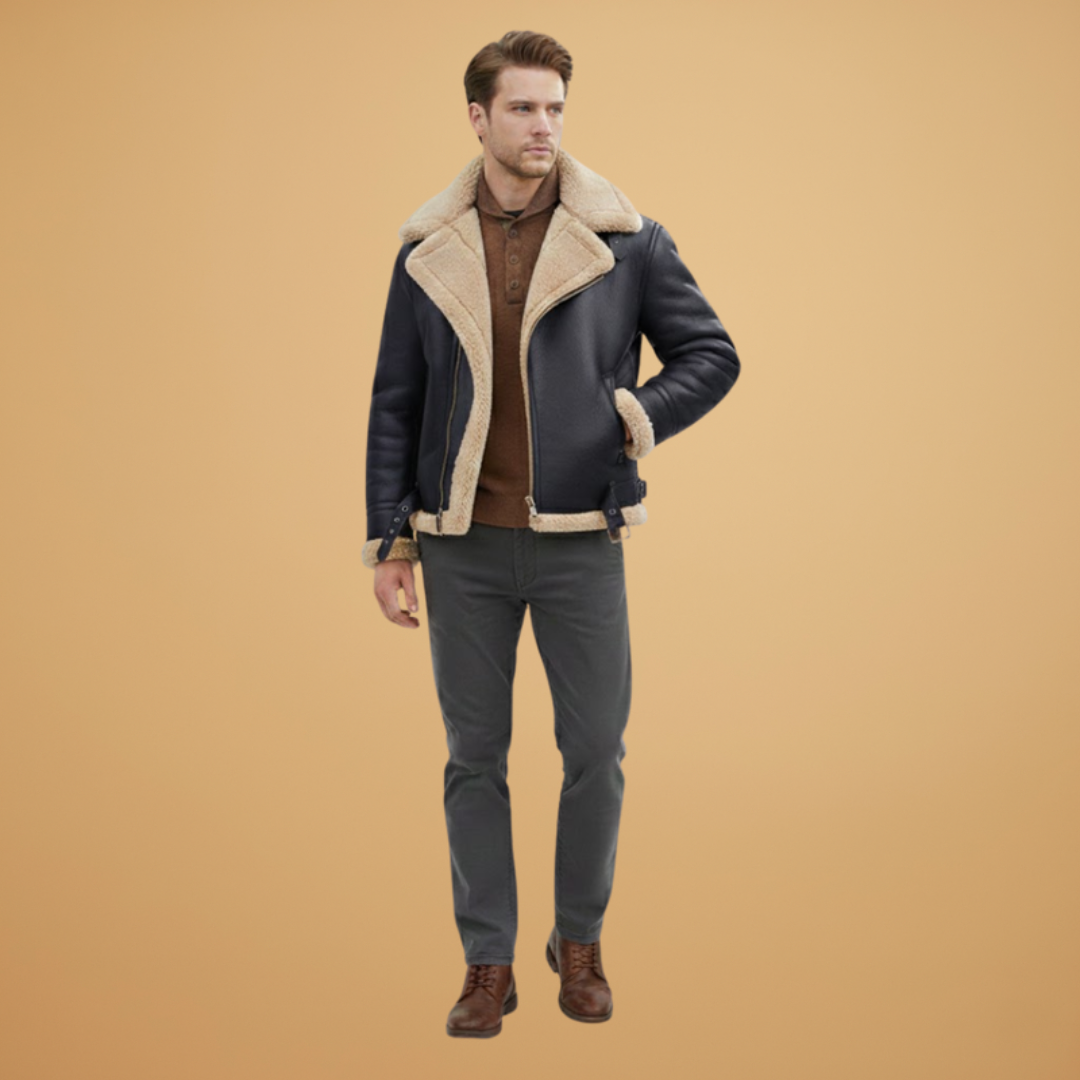 Modern men's bomber jacket with a stand collar and full zip. A stylish piece of casual outerwear for contemporary fashion.