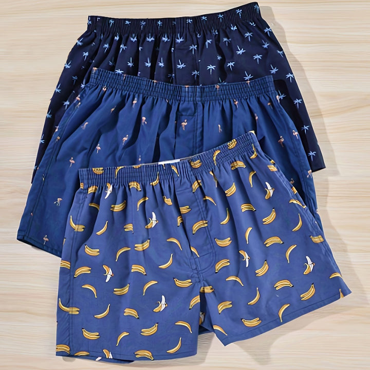 Active men's plant print boxer briefs, engineered for comfort and support throughout the day.