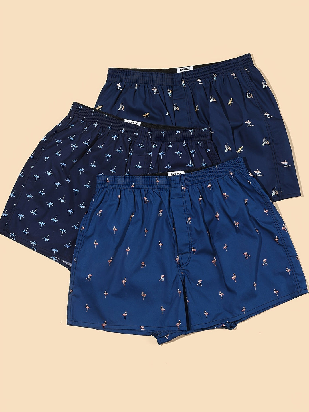 Essential men's boxer briefs in a vibrant plant print, merging modern fashion with superior comfort.