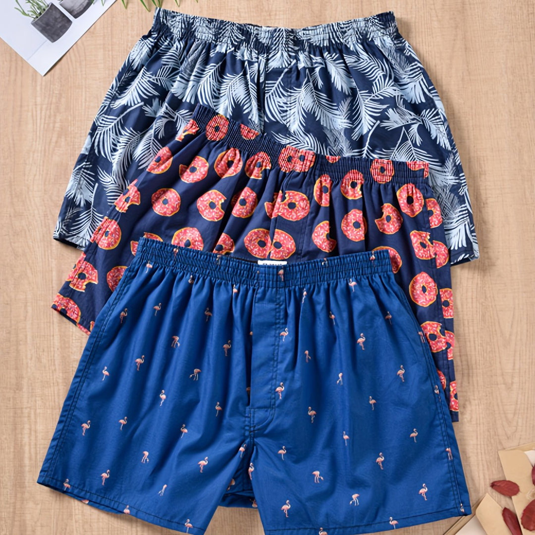 Stylish men's boxers with vibrant plant print, offering supreme comfort for modern undergarments.