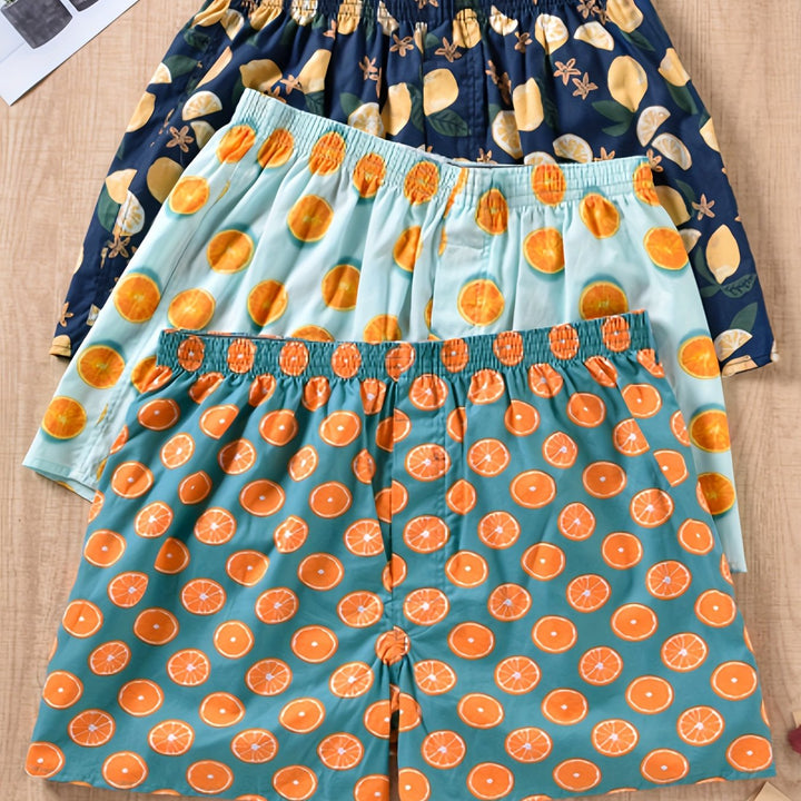 Close-up of a men's boxer brief showcasing the intricate and trendy plant print design.
