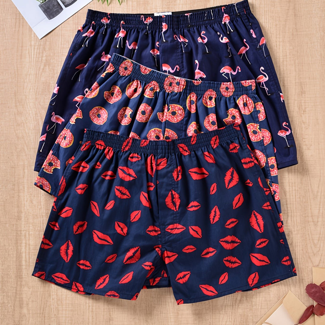 Breathable men's underwear, plant print boxer briefs ideal for comfort and everyday fashion.