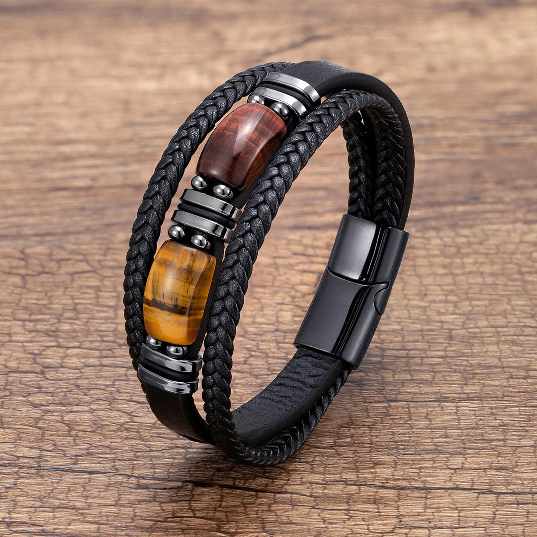 Versatile men's braided tiger eye bracelet, a stylish stone bracelet suitable for various occasions.