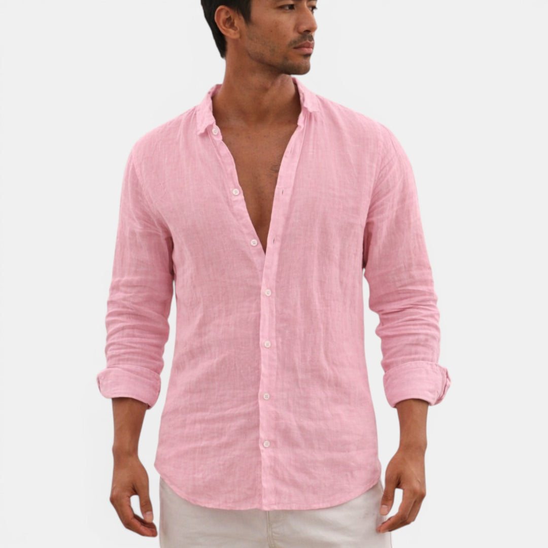 Men's stylish breathable long sleeve button-up shirt, relaxed fit. Great for smart casual, vacation & everyday wear.