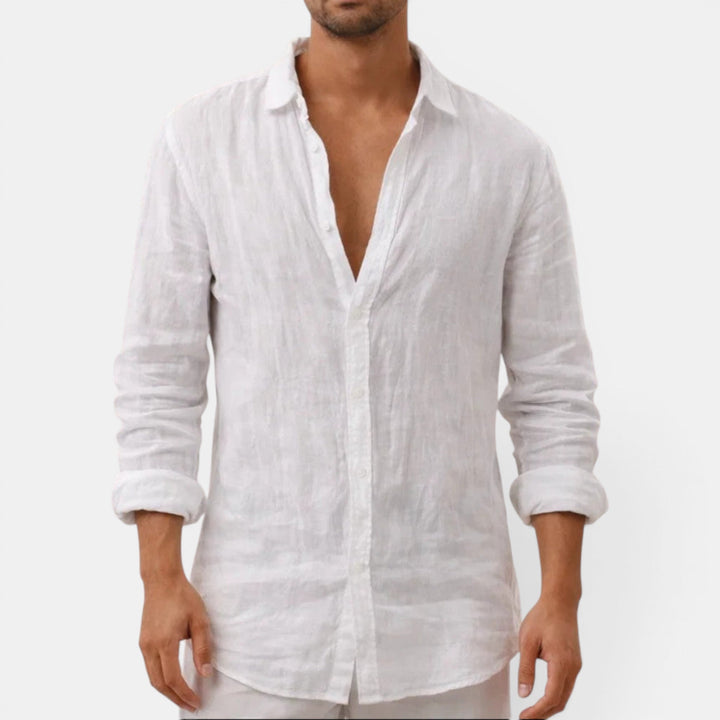 Lightweight, breathable men's button-up shirt. Ideal long sleeve casual top for comfort & everyday wear.