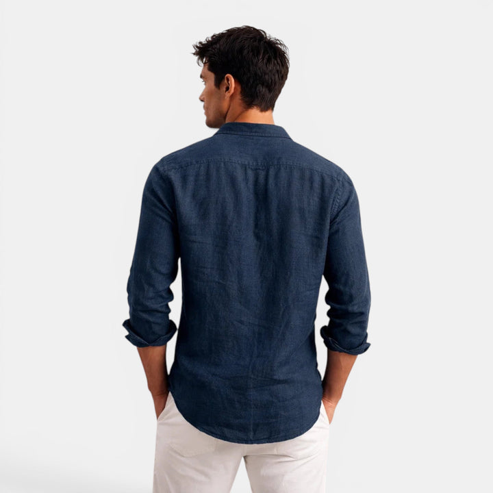 Men's clothing: Breathable casual button-up shirt, relaxed fit, perfect for warm weather & stylish everyday wear.