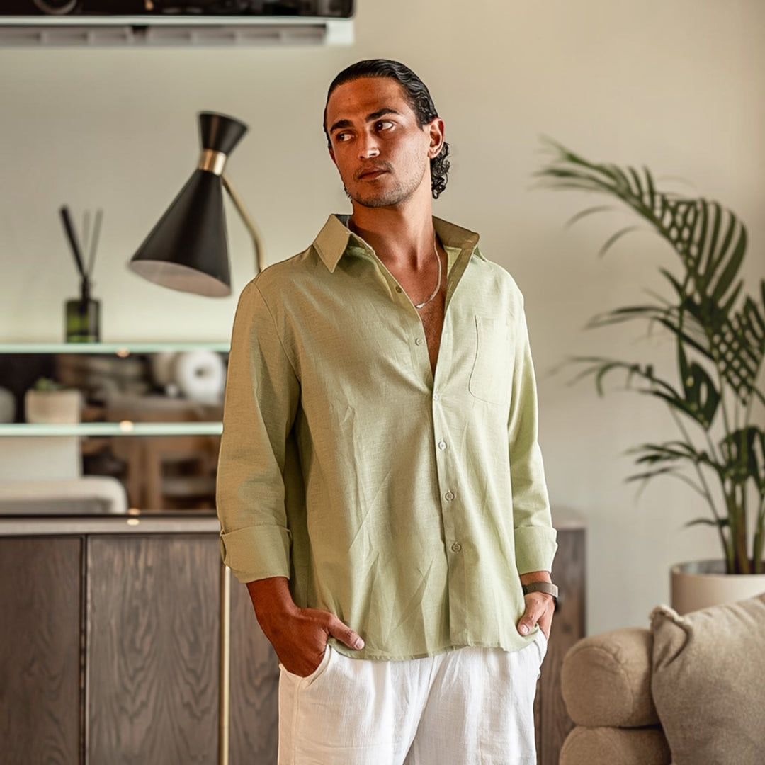 Versatile men's comfort shirt, breathable & casual, excellent for everyday and resort wear.
