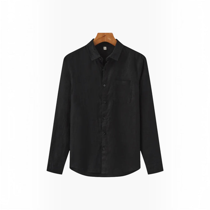 Close-up of breathable fabric on a men's comfort shirt, perfect for summer casual wear.
