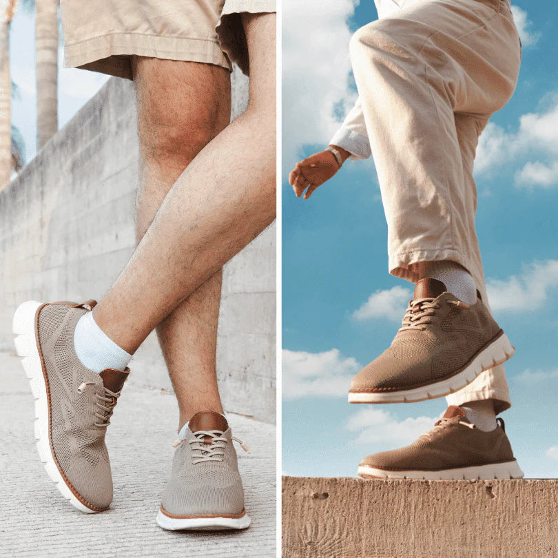 Comfortable men's lace-up trainers crafted from breathable knit fabric