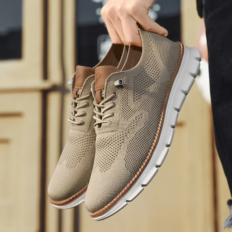 Pair of men's breathable knit trainers, ideal for warm weather