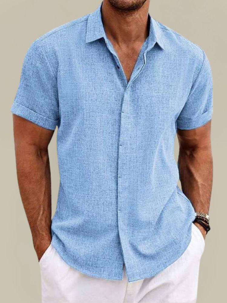 Lightweight linen button-up shirt for men, perfect for summer casual wear