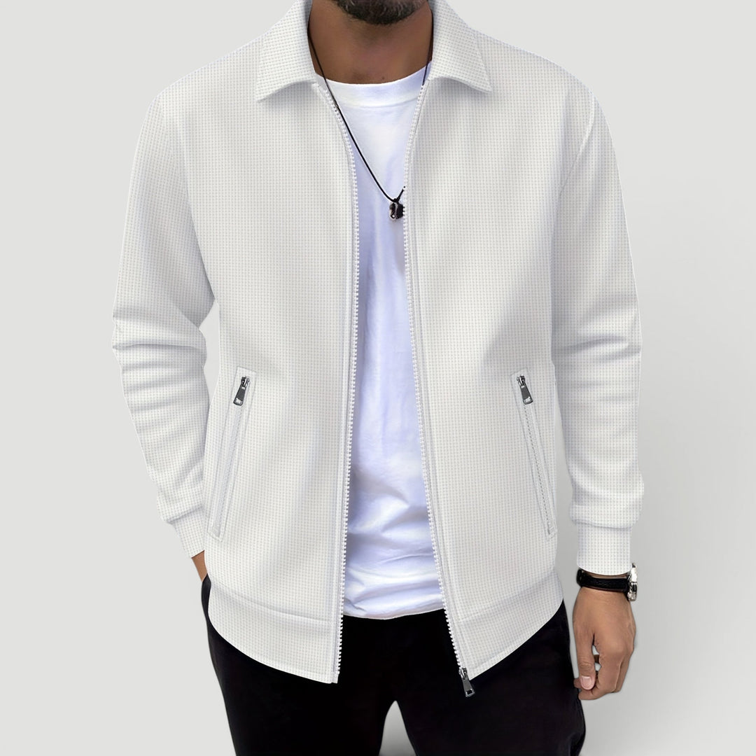 Men's breathable lightweight zip-up jacket for versatile everyday comfort and smart casual wear.