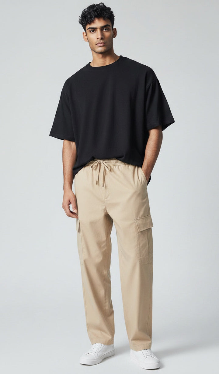 Lightweight men's breathable casual pants, perfect for spring/summer. Features a comfortable straight leg & multi-pockets.
