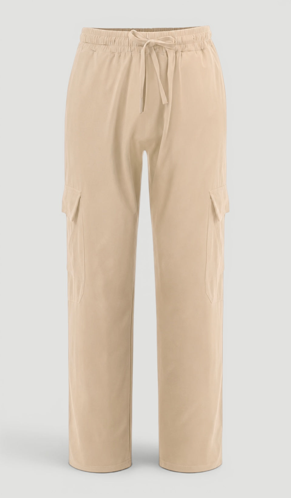 Breathable men's casual pants with multi-pockets & drawstring. Straight leg style for comfortable spring/summer wear.