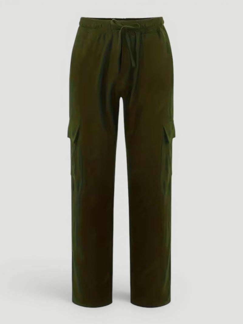 Spring/summer men's breathable casual pants. Multi-pocket design, comfortable straight leg & drawstring closure.